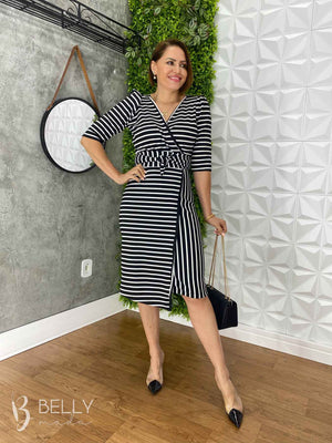 Vestido Suellen Midi Assimétrico Manga 3/4