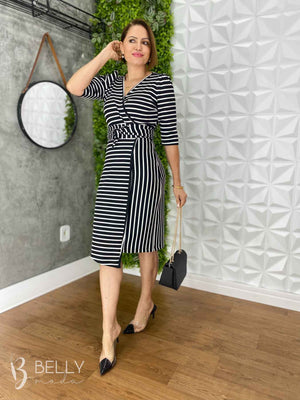 Vestido Suellen Midi Assimétrico Manga 3/4