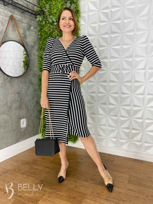 Vestido Suellen Midi Assimétrico Manga 3/4