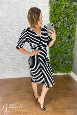 Vestido Suellen Midi Assimétrico Manga 3/4