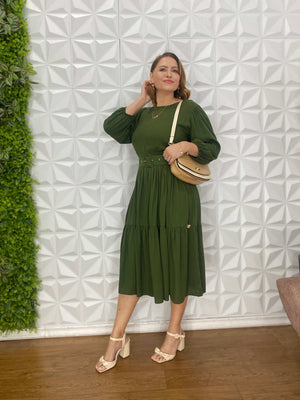 Vestido Sula Manga 3/4 com Cinto