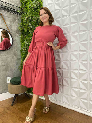 Vestido Sula Manga 3/4 com Cinto