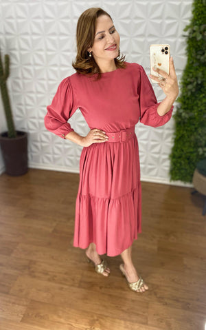 Vestido Sula Manga 3/4 com Cinto
