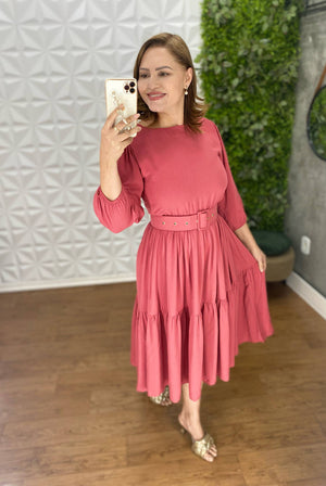Vestido Sula Manga 3/4 com Cinto
