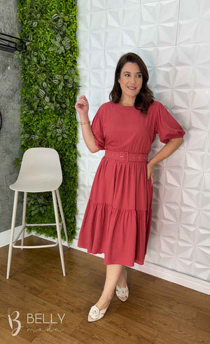 Vestido Sula Manga Curta com Cinto