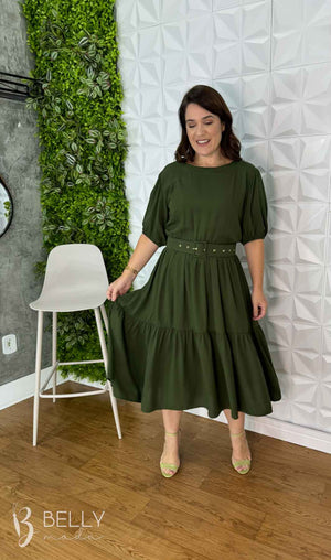 Vestido Sula Manga Curta com Cinto