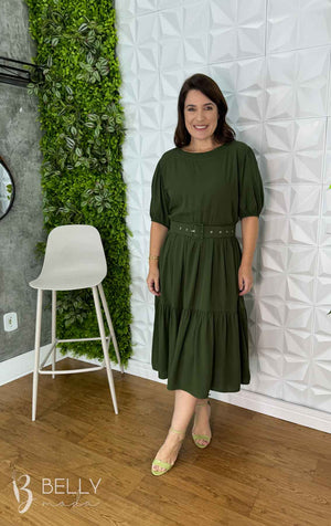 Vestido Sula Manga Curta com Cinto