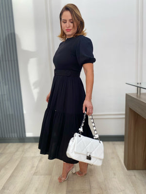 Vestido Sula Manga Curta com Cinto