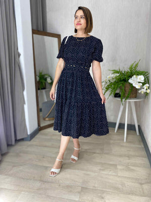 Vestido Sula Manga Curta com Cinto