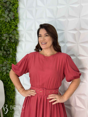 Vestido Sula Manga Curta com Cinto