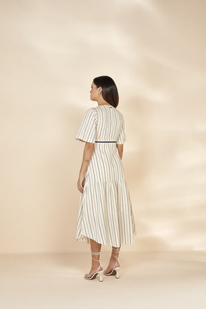 Vestido Tecido Plano Listrado