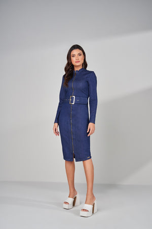 Vestidos Jeans C/ziper e Cinto